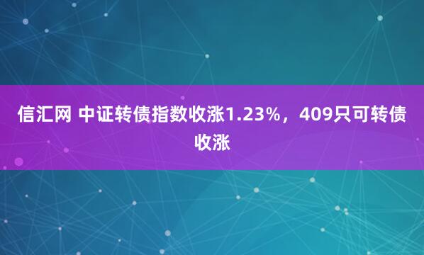 信汇网 中证转债指数收涨1.23%，409只可转债收涨